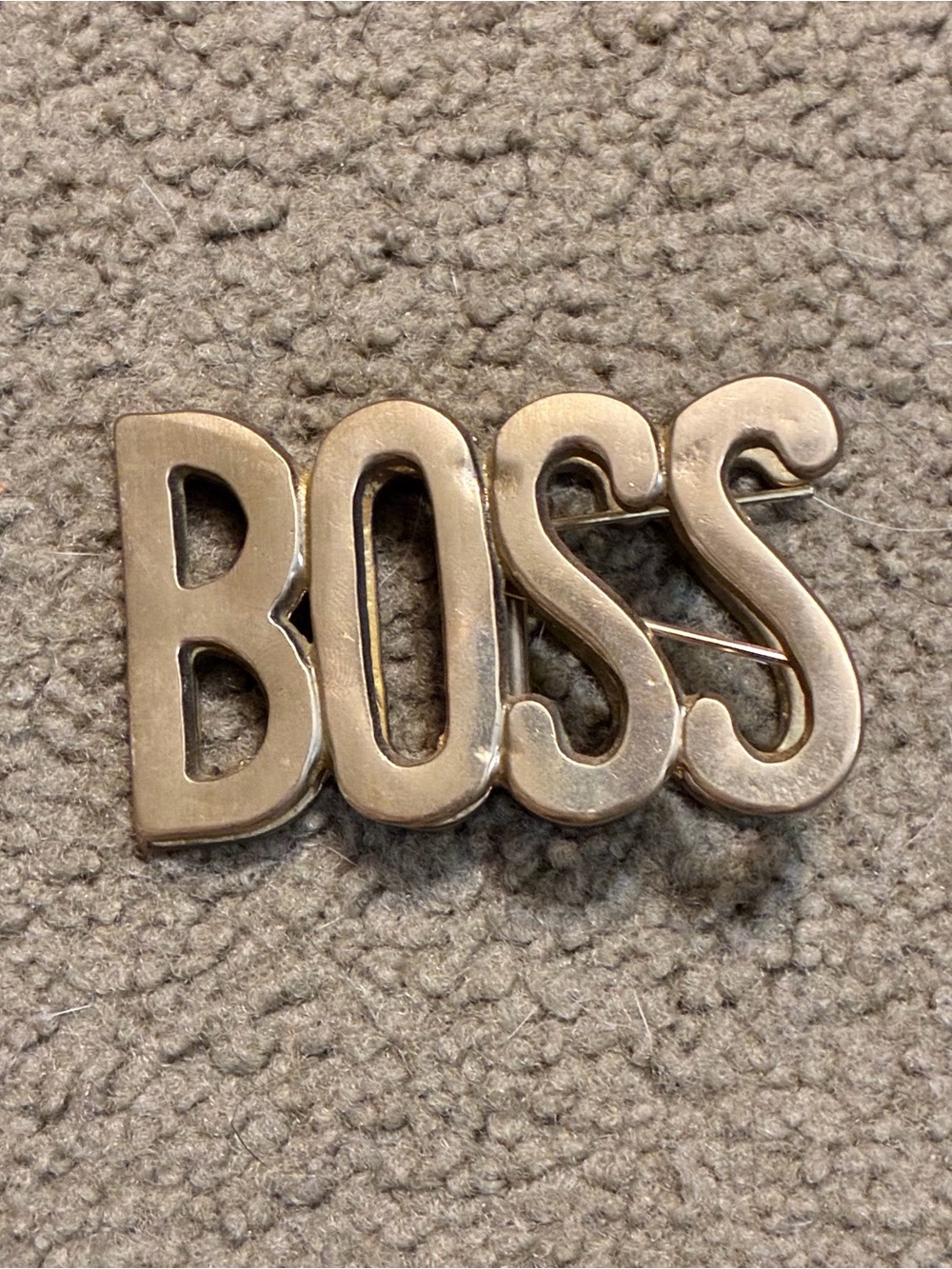 Vintage MCM Brass "BOSS" Oversized PaperClip/Clamp Desk Decor